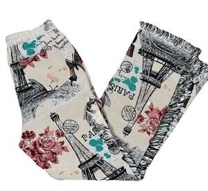 Guapi Tapestry Pants Size 36 Tag Butterfly Eiffel Tower Paris Fringe Unique‎